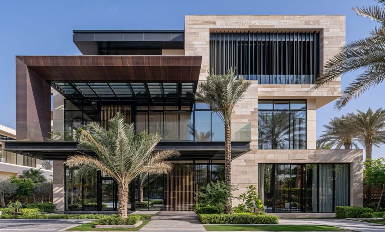 building-with-lot-windows-palm-trees_216717286